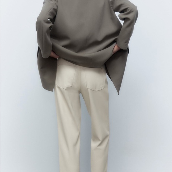 Zara cream faux leather pants Sz 6 - Picture 4 of 7
